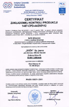 Certyfikaty, aprobaty, atesty, deklaracje zgodności nr 1